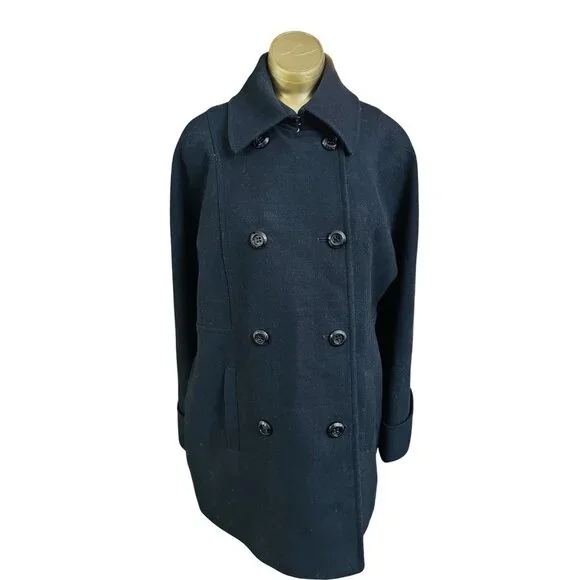 Women’s Trina Turk Double Breasted Black Wool Coat - Size 10 - Picture 3 of 8